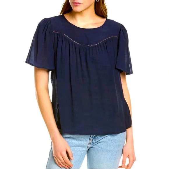 Nanette Lepore Tops - Nanette Lepore Chic Romantic Curbed
Yoke flutter sleeves Boho Flowy small NWT